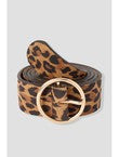 Ceinture Léopard en Cuir Femme - Grège Imprime