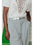 Ceinture Effet Cuir Irisé - Gris Uni Clair