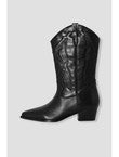 Santiags en Cuir Femme - Noir Uni Fonce