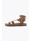 Sandales Léopard en Cuir Femme - Grège Imprime