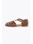 Sandalettes Léopard en Cuir - Grège Imprime