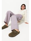 Sabot en Cuir Suédé Femme - Kaki Uni Fonce