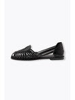 Sandales Plates en Cuir Femme - Noir Uni Fonce