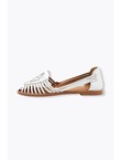 Sandales Plates en Cuir Femme - Blanc Uni Clair