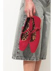 Ballerines Léopard en Cuir - Rouge Uni Colore