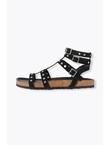 Sandales en Cuir Clouté Femme - Noir Uni Fonce