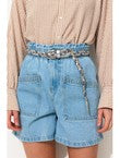Ceinture Tressée en Cuir - Bleu Imprime