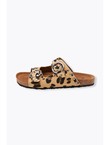 Sandales Léopard en Cuir Femme - Grège Imprime