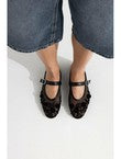 Ballerines Perlées Femme - Noir Uni Fonce