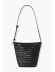 Sac Seau en Cuir Tressé Femme - Noir Uni Fonce