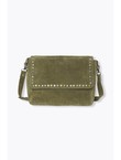 Sac en Cuir Suédé Clouté - Kaki Uni Fonce