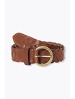 Ceinture Tressée en Cuir Femme - Grège Uni Clair