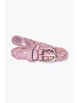 Ceinture en Cuir Pailletée - Rose Uni Colore