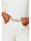 Ceinture en Cuir Pailletée - Jaune Uni Colore