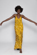 Gwendoline Crochet Big Sequins Maxi Dress - Yellow