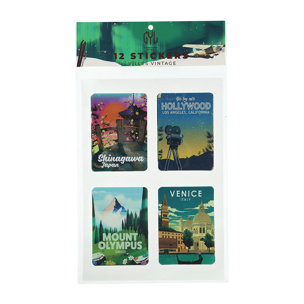 Sheet Of 12 Stickers - Cities