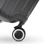 360° double wheel of the dark gray GYL Intemporelle suitcase with engraving of the GYL logo on the hub. #color_dark gray