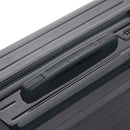 Rigid top handle of the dark gray GYL Intemporelle suitcase with embossed logo on the top. #color_dark gray