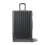 Front view of the dark gray GYL Intemporelle hard suitcase, embossed logo and 360 degree wheels. #color_dark gray