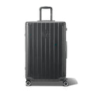 Front view of the dark gray GYL Intemporelle hard suitcase, embossed logo and 360 degree wheels. #color_dark gray