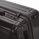 TSA combination closure and GYL double zip slider on the Intemporelle black rigid suitcase. #black_color