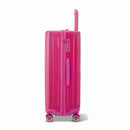 Side view of the GYL Intemporelle fuchsia hard suitcase with telescopic handle and TSA closure. #color_fuchsia