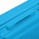Rigid top handle of the GYL Intemporelle mint suitcase with embossed logo on the top. #mint_color