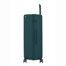 Vue côté de la valise rigide GYL Intemporelle sapin avec poignées intégrées et roulettes pivotantes. #couleur_sapin
