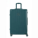 Vue arrière de la valise rigide GYL Intemporelle sapin avec poignées intégrées et roulettes pivotantes. #couleur_sapin