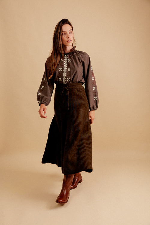 Falda midi Isadora - Marrón