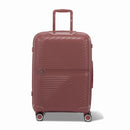 GYL Signature rose gold cabin suitcase in polypropylene front view, with deployed trolley and 360° double wheels #color_rose gold