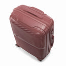GYL Signature rose gold cabin suitcase viewed from above diagonally, showing the top handle and ribbed structure. #color_rose gold