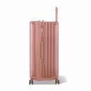 Côté de la valise trunk GYL XL rose gold avec serrure TSA intégrée et poignée latérale assortie. #couleur_rose gold