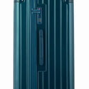 Detalle de la cerradura TSA y del asa lateral de la maleta baúl de abeto. #color_abeto