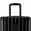 Zoom sur la poignée trolley et le logo GYL de la valise trunk noir. #couleur_noir