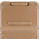 Vista superior de la maleta baúl champagne GYL en policarbonato, con asa central y esquinas reforzadas. #color_champán