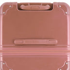 Vue du dessus de la valise trunk GYL rose gold en polycarbonate, avec poignée centrale et coins renforcés. #couleur_rose gold