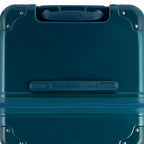 Vue du dessus de la valise trunk GYL sapin en polycarbonate, avec poignée centrale et coins renforcés. #couleur_sapin