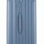 Détail de la serrure TSA et de la poignée latérale sur la valise trunk bleu gris. #couleur_bleu grisé
