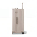 Lateral de la maleta baúl nude GYL XL con cerradura TSA integrada y asa lateral a juego. #color_desnudo