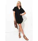 Robe Courte Broderie Anglaise - Noir Uni Fonce