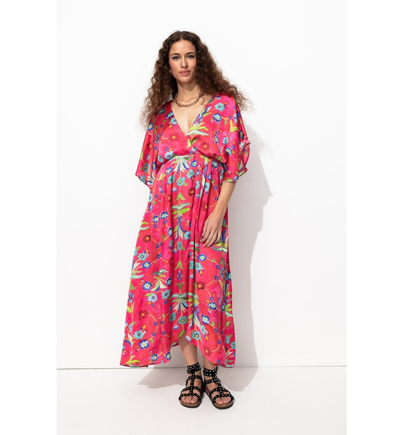 Robe Satin Laura Gulshani - Rose Imprime