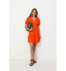 Robe Courte Imprimée Femme - Orange Uni Colore