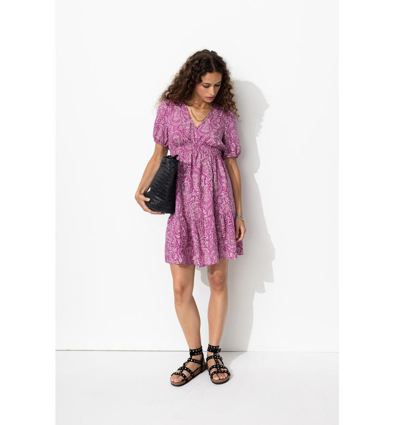 Robe Courte Imprimée Femme - Violet Imprime