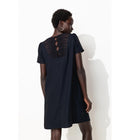 Robe Courte Détail Dentelle - Bleu Uni Fonce