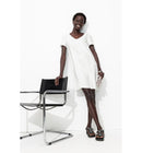 Robe Courte Détail Dentelle - Naturel Uni Clair