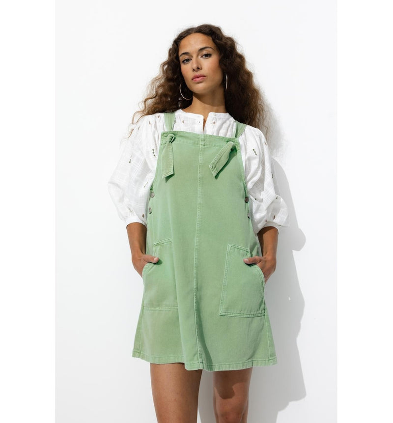 Robe Courte en Jean de Couleur - Vert Uni Colore