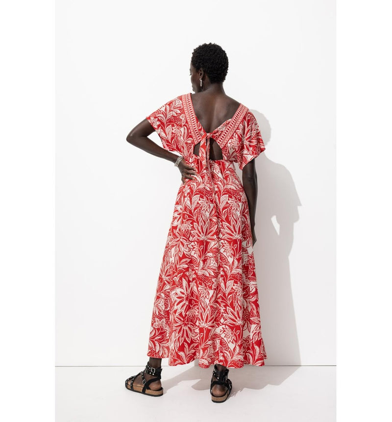 Robe Longue Éco-conçue - Rouge Imprime