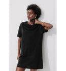 Robe T-shirt en Coton Femme - Noir Uni Fonce