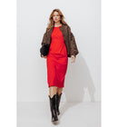 Robe Mi-longue en Jersey - Rouge Uni Colore